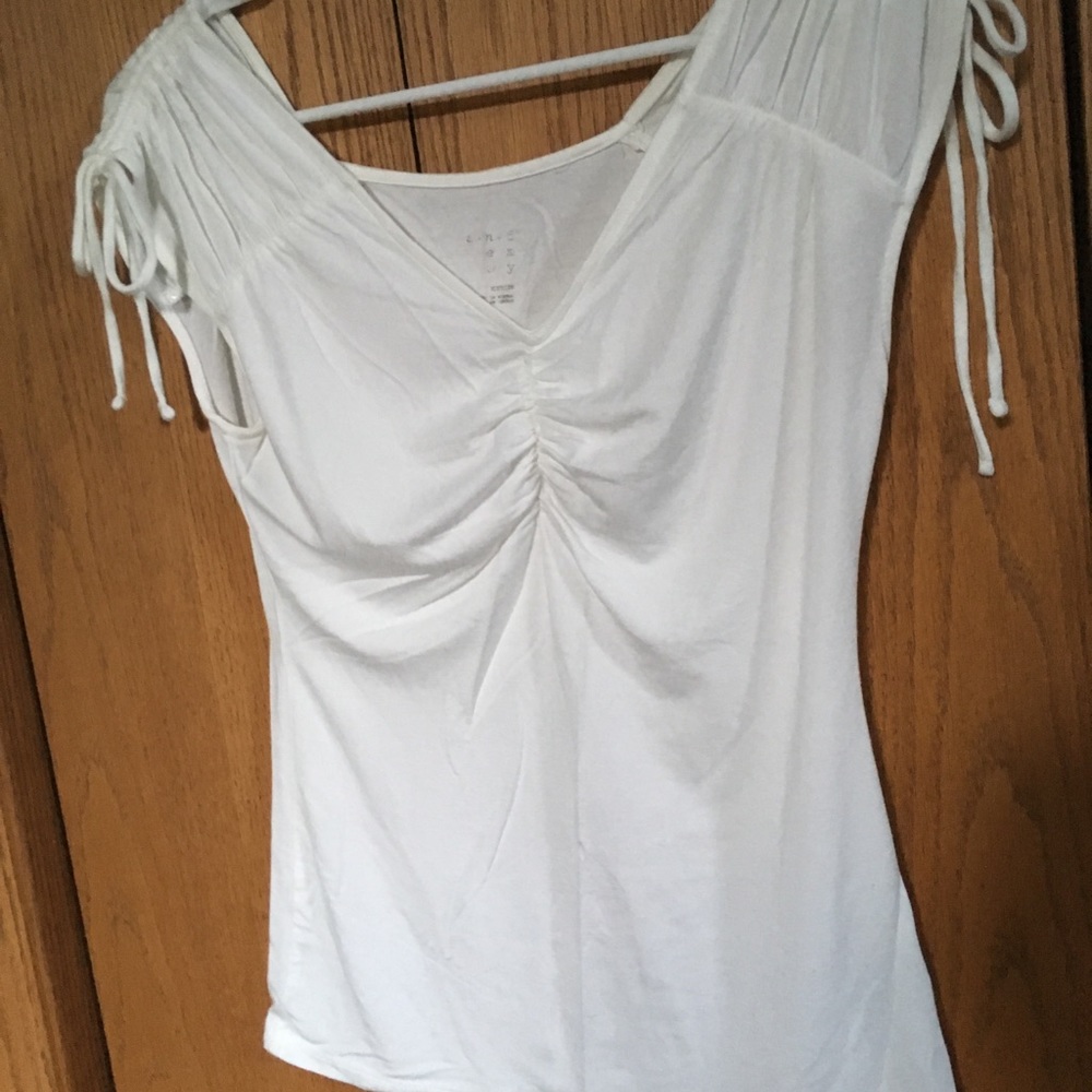 A New Day white shirt with gathering and bows